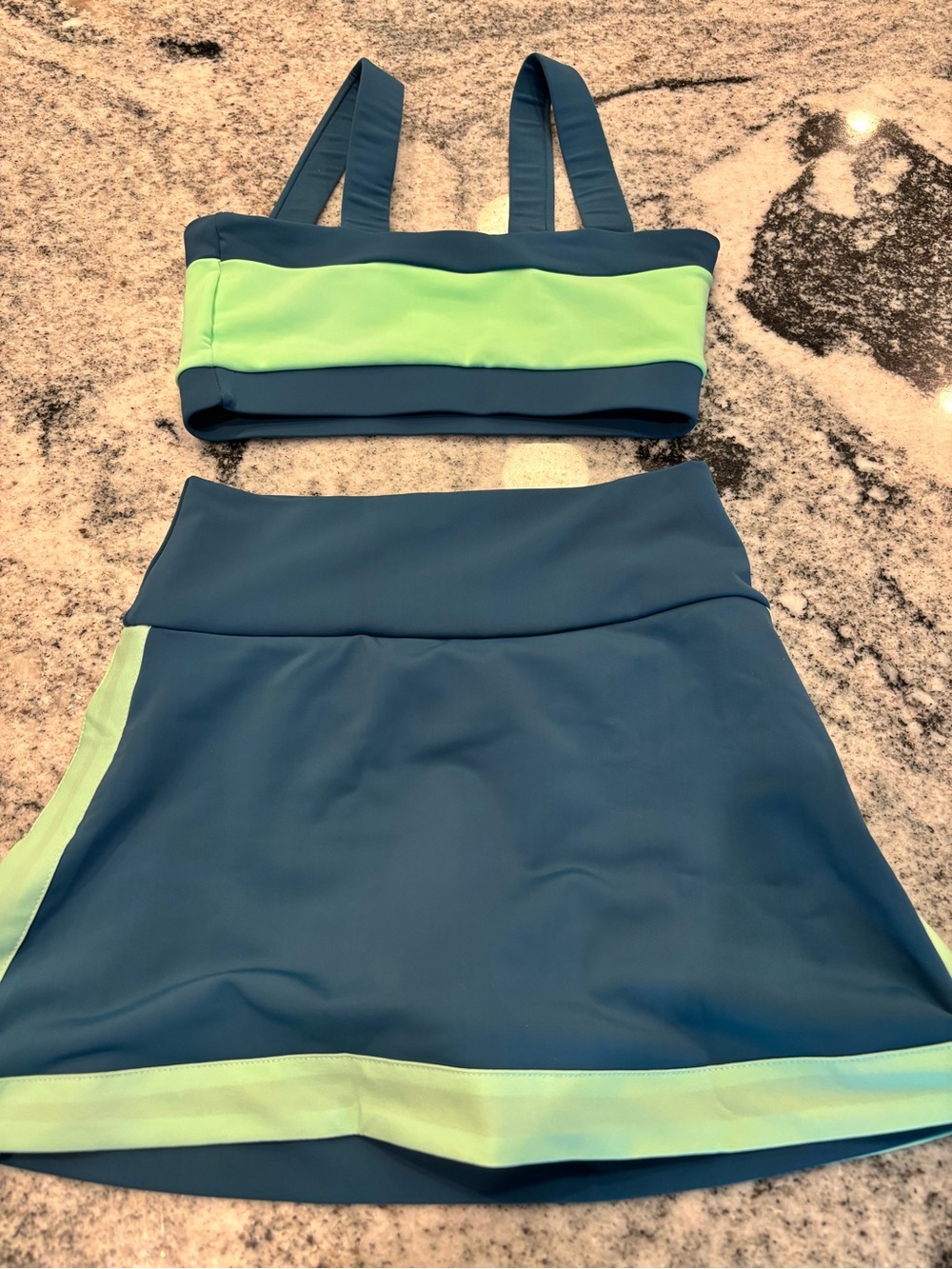Girls' Blue & Lime Dance Set - Two-Piece Costume